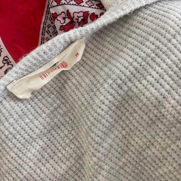 Hummingbird Boho blouse top women’s M mixed media V Neck tie waist flutter sleev - Picture 5 of 7